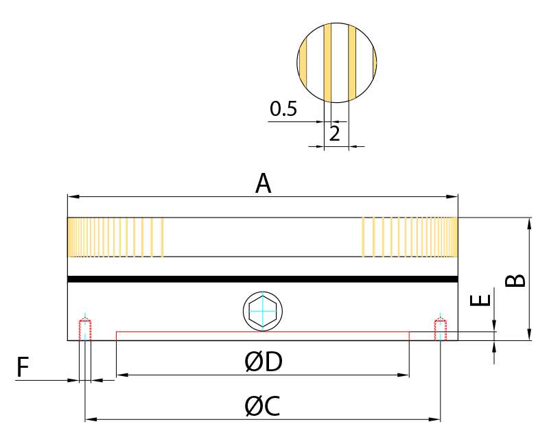 Technical Drawing - Circular Permanent Magnetic Chuck type MPF2