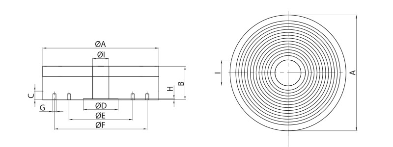 Technical Drawing - Electro-Permanent Circular Magnetic Chuck type EPBC