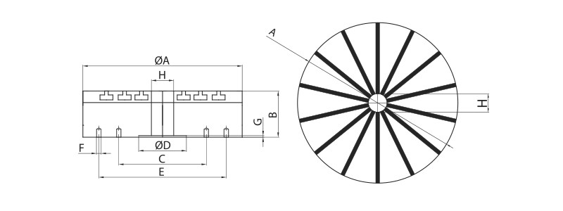 Technical Drawing - Electro-Permanent Circular Magnetic Chuck type EPERC-N