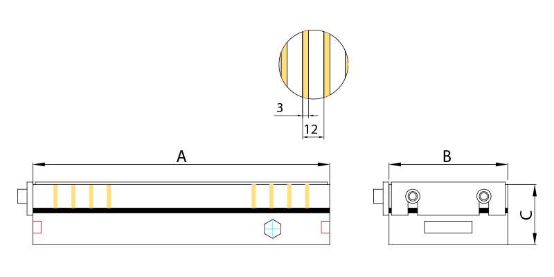 Technical Drawing - Permanent Magnetic Chuck for milling type TF2