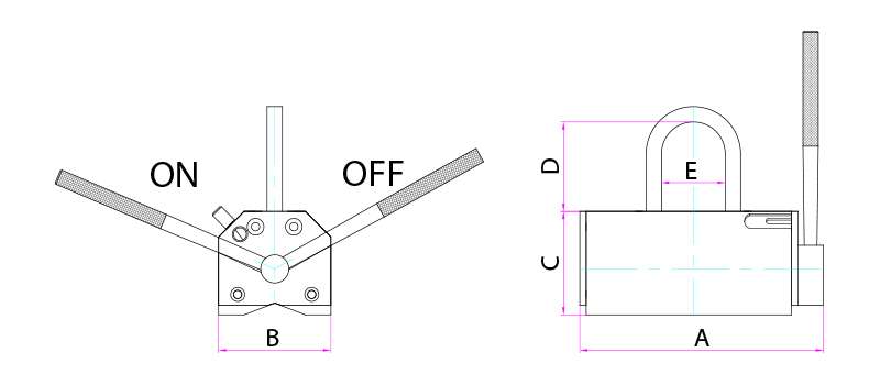 Disegno Tecnico - Permanent lifting magnet BHP